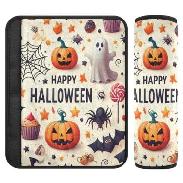 Imagem de Burbuja Capa para cinto de segurança de carro com elementos temáticos de Halloween, protetor de cinto de segurança macio e confortável para alça de ombro de assento, 1 par médio