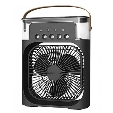 Imagem de Ventilador Portátil 3 em 1 com Umidificador e Ar Condicionado, 3 Velocidades, 7 Luzes LED, Climatizador de Ar com Reservatório de Água e Gelo, USB, Silencioso para Casa, Escritório e Viagem (Preto)