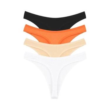 Imagem de Conjunto De 4 Calcinhas G-String De Algodão Sexy De Cintura Baixa Ultr