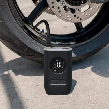 Imagem de Mini Compressor Calibrador de Ar Portátil Digital, Bateria Recarregável USB, 80W, 150 PSI, Display LCD, Bomba de Encher Pneus de Carro, Moto, Bicicleta, Bolas e Infláveis, com Lanterna Led