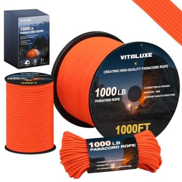 Imagem de VITALUXE Corda de paracord de 453,6 kg, paracorde de 4 mm com 12 fios triplos, cordão de paraquedas tático resistente para equipamento de sobrevivência, acampamento, caminhada e ideal para pulseiras