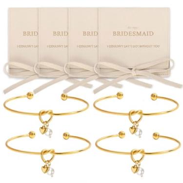 Imagem de enasal 1/3/4/6/8 peças de presentes de dama de honra para mulheres, banhado a ouro 18 K, joia Maid of Honor, Medium, Sem Pedra Preciosa