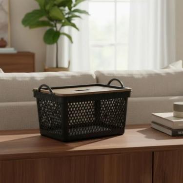 Imagem de Arqplast, Caixa Organizadora Cesto Telado Com Tampa Decorativa - 20 L