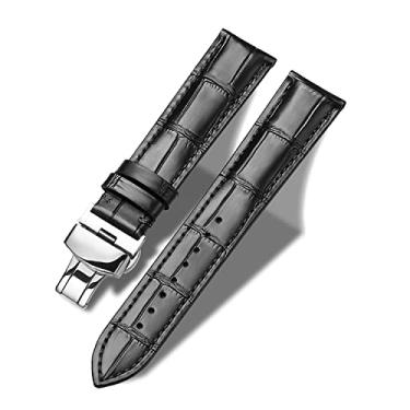 Imagem de Moran Pulseiras de couro de liberação rápida com fivela borboleta de 18 mm, 20 mm, 22 mm, 24 mm, azul, preto, marrom, couro de bezerro para homens e mulheres