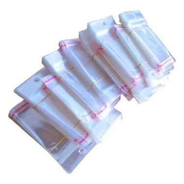 Imagem de 400 Saquinhos Plásticos Com Furo Adesivo Transparente Embalagem Bijute