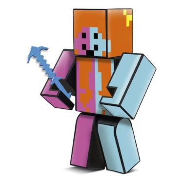 Imagem de Boneca A Mana Minecraft 15cm Articulada Chaveiro Exclusivo - Algazarra