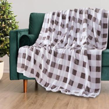 Imagem de Mocassi Cobertor de lã xadrez de veludo luxuoso - manta xadrez de pelúcia quente de inverno para cama, sofá e sofá, cobertor ultra macio e aconchegante para decoração de férias, ideia de presente