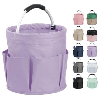 Imagem de IHOMAGIC Organizador de chuveiro portátil 17L para mulheres, organizador de limpeza dobrável com alça e 6 bolsos, bolsa de ferramentas de jardim de tecido Oxford 600D, cesta de armazenamento