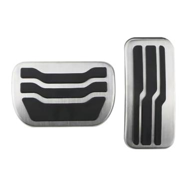 Imagem de zoomto Conjunto de 2 peças de capa de pedal de acelerador e pedal de freio para carro capa de pedal de veículo para Ford Escape 2001-2022 borracha metálica tom prata preto