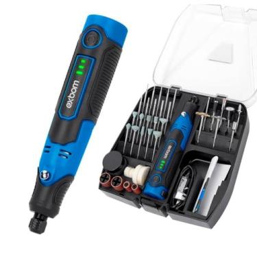 Imagem de Kit Mini Retífica Portátil Multifuncional Sem Fio 57 peças Compacta 3 Velocidades para Gravação, Pequenos reparos, Ajustes e Polimento. Ótima para Artesanato