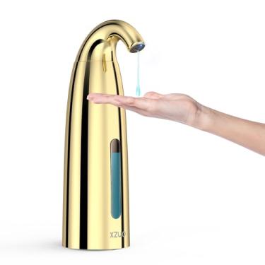 Imagem de Dispensador automático de sabão com sensor infravermelho – Sabonete ajustável de 4 níveis sem toque para cozinha, banheiro – Dispensador elétrico operado por bateria, plástico durável, suporte de