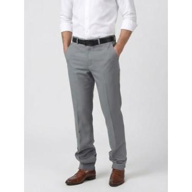 Imagem de Calça Social Masculina Slim Cinza Claro Calça de Terno Executiva Tecid