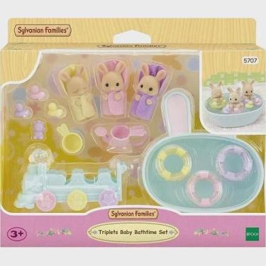 Imagem de Conjunto hora do banho - trigemeos coelho de leite sylvanian families 