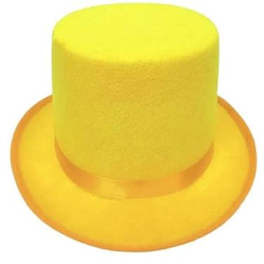 Imagem de EFDNK-HB Chapéu mágico clássico personalizado chapéu coco universal decoração de palco show mágico apresentação de rua (amarelo, médio)