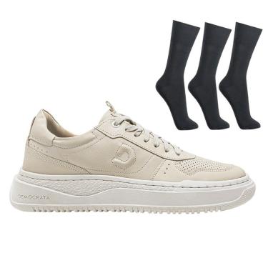 Imagem de Kit Sapatênis Democrata Denim Block Masculino + Meia