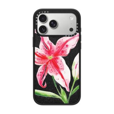 Imagem de CASETiFY Capa Impact para iPhone 17 Pro Max [fina/compatível com Magsafe/2,5 m. Proteção contra quedas de grau militar 4X] - Stargazer Lily - Preto fosco