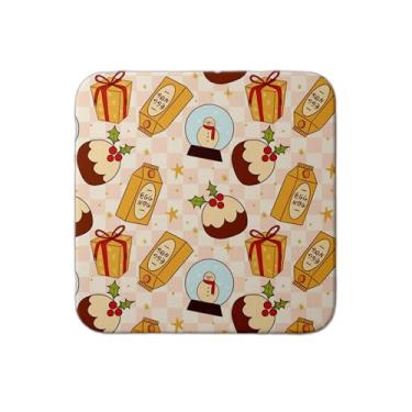 Imagem de Ladrilho Decorativo de Cerâmica Natalino com Estampa de Presentes e Globo de Neve