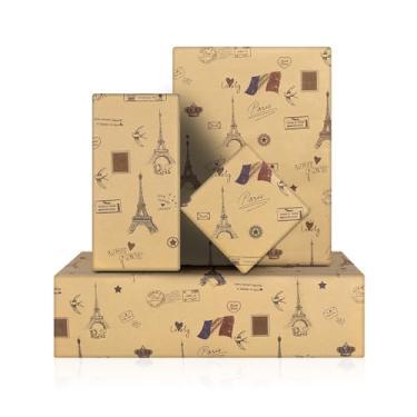 Imagem de Papel de embrulho vintage romântico da Torre Eiffel de Paris, papel de embrulho, 4 folhas em 1, design dobrado, plano, 51 x 76 cm por folha para lembranças, casamento, chás de panela, aniversário