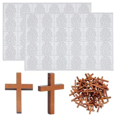 Imagem de ORIGACH Conjunto de colcha de oração de bolso, 48 peças, painel, praças, colcha com 50 peças, pequena cruz de madeira, mini escritura, religiosa, fé, igreja, presente para mulheres, mãe, família e