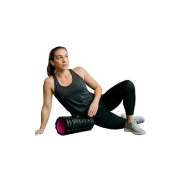 Imagem de Rolo de Liberação Miofascial, EVA e PP, 33x14cm, Preto e Rosa, Texturizado, para Alívio Muscular e Flexibilidade