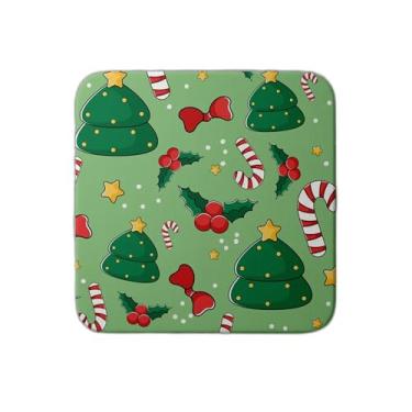 Imagem de Ladrilho Decorativo de Cerâmica Natalino com Estampa de Árvores e Bagas