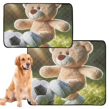 Imagem de TSENQUE Tapete de pelúcia com bola de futebol para cães de estimação, lavável, impermeável, tapete de cercadinho para animais de estimação, reutilizável, para treinamento de filhotes, à prova de