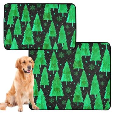 Imagem de TSENQUE Almofadas de xixi, lavável, impermeável, antiderrapante, várias árvores verdes, flocos de neve, reutilizáveis, almofadas absorventes para gatos e filhotes, pequeno, pacote com 3