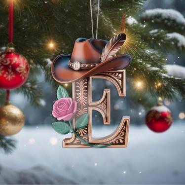 Imagem de Decorações de Dia dos Namorados de cristal A-Z, enfeites de Natal feitos à mão com letras de chapéu de caubói, decoração de carro e casa - decoração de acrílico escolar, troca de presentes para amigos