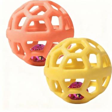 Imagem de Fifeyor 2 peças de brinquedo de bola de sino para animais de estimação, adequado para cães, gatos e outros animais. Design seguro e durável, resistente a mordidas, brinquedo interativo, promove