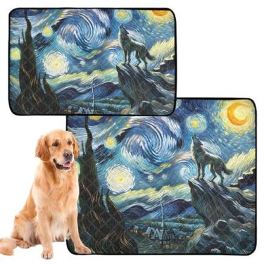 Imagem de TSENQUE Almofadas laváveis para xixi para cães, à prova d'água, tapete de cachorro fofo, lobo estrelado, floral, reutilizável, almofada para xixi, absorventes de parto, pequeno x pacote com 3