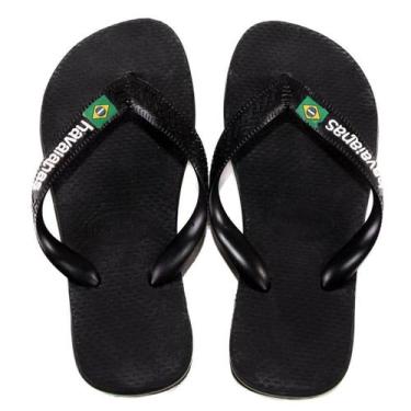 Imagem de Chinelo Infantil Menino Havaianas Kids Brasil Logo, Preto, Preto, 25/2
