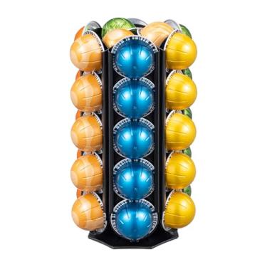 Imagem de ZCDCP Suporte de cápsulas de café para Nespresso Vertuoline - Rotação ultra-silenciosa de 360°, carrossel de metal de arame elegante que economiza espaço, suporte de armazenamento preto resistente e
