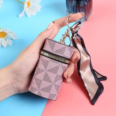 Imagem de 1 bolsa de maquiagem feminina, mini bolsa balde para batom, organizador de chaveiros - bolsa compacta com ferragens douradas - combinação de bolsa de maquiagem e capa de fone de ouvido, acessório