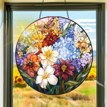 Imagem de Acrílico colorido apanhador de sol, decoração de janela suspensa, arte de parede de arco-íris, para sala de estar, quarto, varanda, decoração de jardim interno e externo 19 x 19 cm