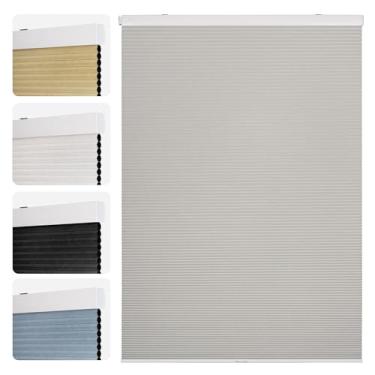 Imagem de ZELUNA Cinza escuro 55,88 cm L x 61 cm A sem fio sem furadeira blackout persianas favo de mel - isolamento térmico, proteção UV, privacidade, escurecimento do ambiente
