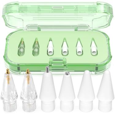 Imagem de AZF Pontas de substituição para Apple Pencil Pro/USB-C/2ª geração/pontas de 1ª geração com caixa de armazenamento, pontas de lápis de substituição de metal resistente ao desgaste para acessórios de