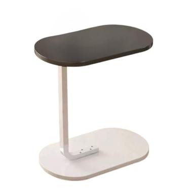 Imagem de Mesa De Apoio Lateral Para Sofá Cama Notebook Portatil - Base de Ferro e MDF mesa para Notebook， Lateral para Sofá，Ajustavel，Portatil(prenta/branco)