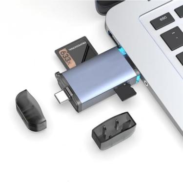 Imagem de ChenYang Leitor de cartão UHS-II 4.O SD/TF, 2 em 1 USB A/C, leitor de cartão de memória de alta velocidade para SDHC/SDXC/Micro SD/Micro SDHC/Micro SDXC
