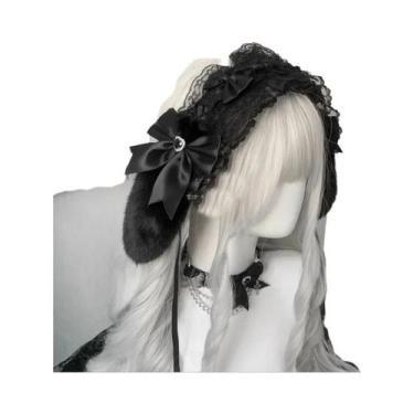 Imagem de Tiara De Cabelo Com Orelhas De Coelho Góticas, Estilo Harajuku Lolita 