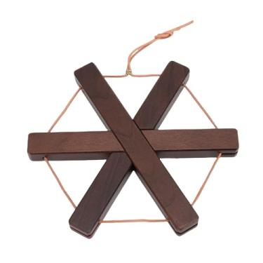 Imagem de ZJchao Trivet Almofada Hexagonal de Madeira, Antiderrapante, Suporte para Panela Quente, Copo, Utensílio de Cozinha para Mesa de Jantar, Mesa de café, Madeira de Nogueira Preta