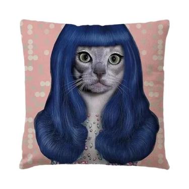 Imagem de Capa De Almofada Decorativa De Linho Com Estampa De Gato Para Sofá, Ca