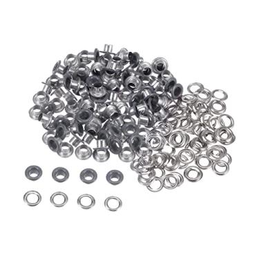 Imagem de Kit de ilhós de metal com 100 conjuntos de ilhós de 4 mm com orifício de 6 mm para sapatos, roupas, bolsa de cinto, projeto DIY, cinza
