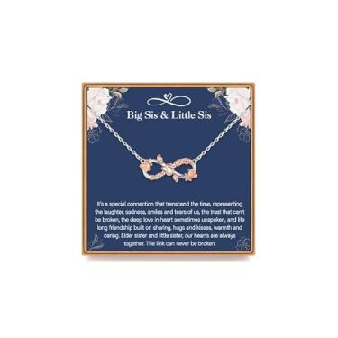 Imagem de Colar com pingente infinito de ouro rosa, corrente de prata esterlina, presente para mãe, filha, presente para mulheres, ajustável, joias modernas, presentes de aniversário para avó, neta, irmã, tia