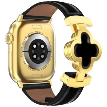Imagem de KADES Pulseira magnética feminina de design fino com trevo de quatro folhas da sorte para Apple Watch séries 11/10/9/8/7/6/5/4/3/2/1/SE Ultra 3/2/1