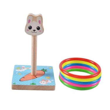 Imagem de oshhni Jogo de arremesso de argolas com gancho, brinquedo de madeira para lazer e esportes, quebra-cabeça, conjunto de jogo de arremesso para meninos, Coelho