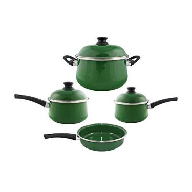 Imagem de Conjunto de Panelas Bojudas Esmaltadas Verde - 4 peças - Ewel