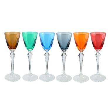 Imagem de Jogo de 6 tacas para licor Elizabeth em cristal ecologico 70ml A19cm colorido