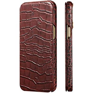 Imagem de EKESA Capa de telefone fólio de couro premium, para Apple iPhone 14 Plus 2022 Slim à prova de choque respirável textura flip [carregamento sem fio] capa (cor: marrom)