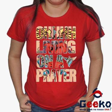 Imagem de Baby Look Bon Jovi 100% Algodão Diversas Cores - Ohhhh Living On A Pra