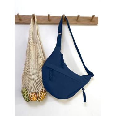 Imagem de Bolsa tiracolo de nylon para estudante - bolsa de ombro de grande capacidade, Azul, Moda casual